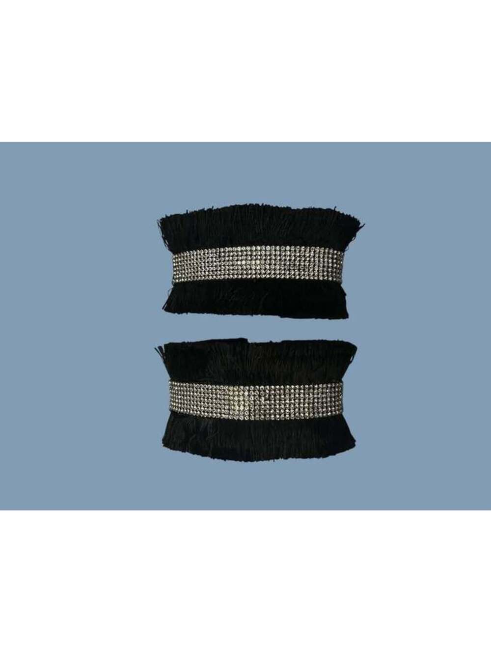 Black Fringe Rhinestone Cuffs